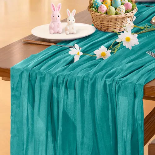 Miniatura 19 de Socomi - 10 caminos de mesa de gasa, estilo bohemio y rústico, para primavera, Pascua, bodas, fiestas, baby showers, cumpleaños y decoración, 120