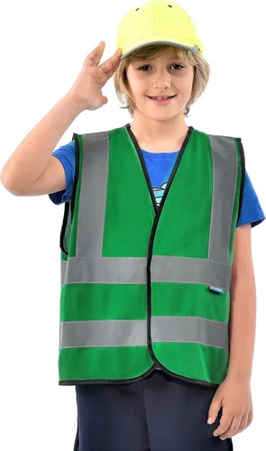 AYKRM Chaleco de alta visibilidad para niños chaleco de seguridad reflectante de alta visibilidad Verde