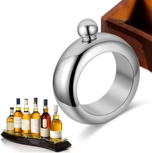 Miniatura 2 de 3.5oz suave acero inoxidable pulsera portátil frasco de cadera para almacenar whisky/alcohol silver Plateado