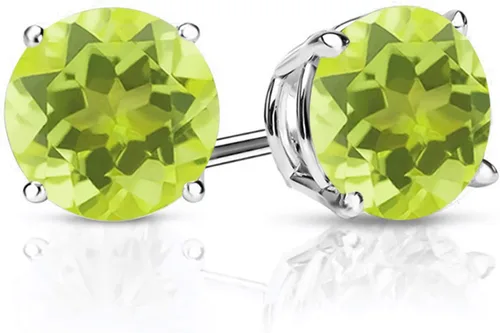 Miniatura 51 de Gem Stone King Aretes de plata de ley 925 con piedra natal redonda de 0.276 in para mujer