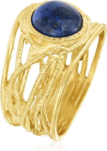 Miniatura 3 de Ross-Simons Anillo calado texturizado con piedras preciosas en oro de 18 quilates sobre plata esterlina Gema Lapislázuli