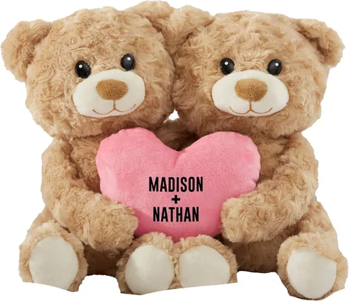 Personalization Universe Oso de peluche personalizado con corazón rosa, regalo del día de San Valentín, lindo animal de peluche, regalo romántico,