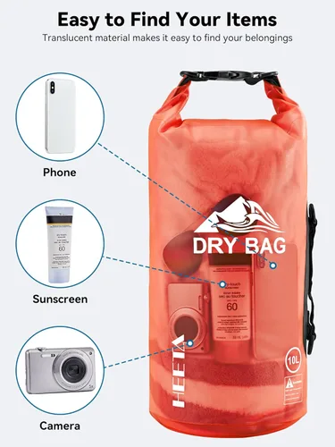 Miniatura 7 de HEETA Bolsa Seca Impermeable para Mujeres y Hombres, 5L/10L/20L/30L/40L Tapa Enrollable Bolsa de Almacenamiento Seca Ligera Mochila con Funda