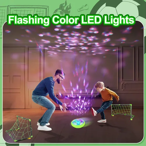 Miniatura 3 de Growsland Balón de Fútbol Flotante con 2 Porterías - Juguete de Fútbol Flotante de Aire Recargable con Luces LED y Parachoques de Espuma