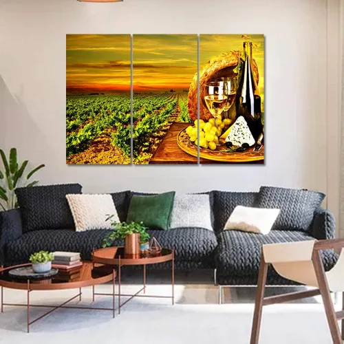 Miniatura 43 de Obra de arte para paredes del hogar, 3 paneles de letras de vino tinto, pinturas de corcho, impresiones HD, arte de pared de corcho de vino sobre
