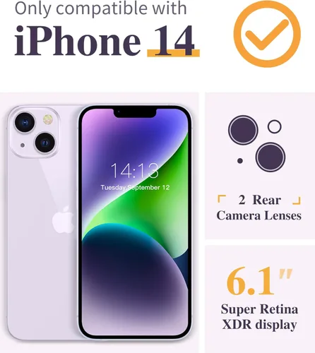 Miniatura 2 de GVIEWIN - Funda para iPhone 14 Floral, con protector de pantalla + protector de lente de cámara, [sin amarillamiento] funda protectora transparente