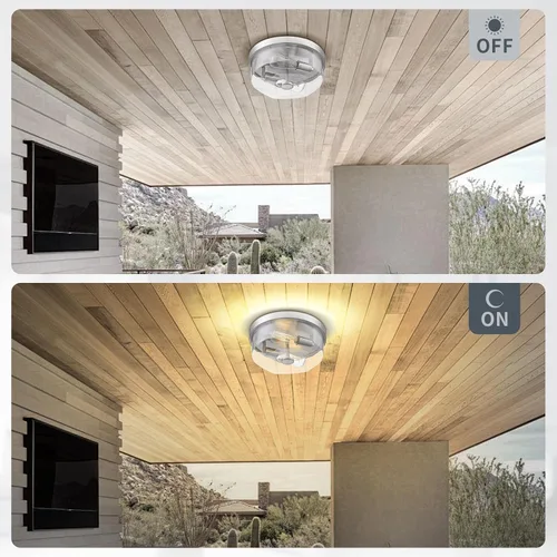 Miniatura 5 de Lámpara de Techo Empotrada de Níquel Cepillado, Luminarias de Pasillo de 2 Luces, Lámpara de Techo de Estilo Granja Moderna de Vidrio Transparente