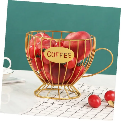 Miniatura 5 de HEMOTON Soporte para cápsulas de café, cesta de cápsulas de café, alambre de hierro, cesta de frutas, taza en forma de taza, contenedor