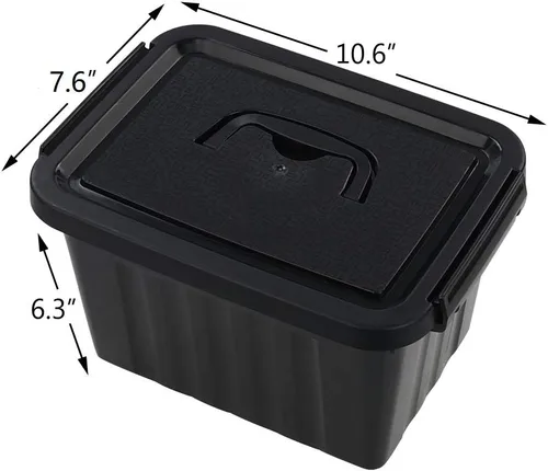 Miniatura 2 de Caja de almacenamiento de plástico negro de 6 cuartos de galón con asas, 6 paquetes