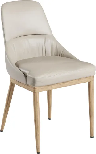 Miniatura 10 de Juego de 2 sillas de comedor sin brazos, sillas de piel sintética gris pardo con patas de metal en un acabado negro, asiento y respaldo tapizados