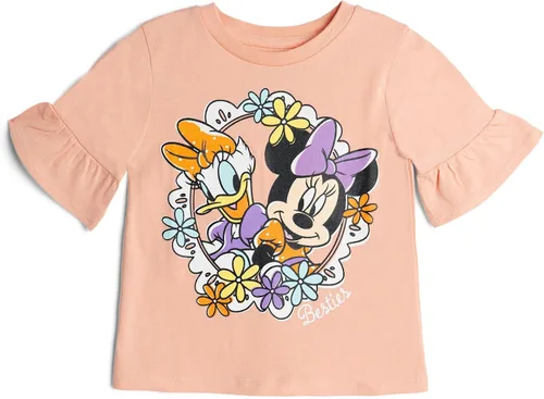 Miniatura 42 de Disney Minnie Mouse - Conjunto de camiseta floral arcoíris y pantalones cortos de cambray, tallas de bebé a niño grande (12 meses - 14-16)