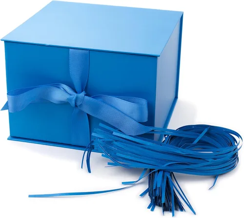 Miniatura 10 de Hallmark Caja de regalo mediana con tapa y relleno de papel triturado (caja gris de 7 pulgadas) para bodas, graduaciones, cumpleaños, día del padre