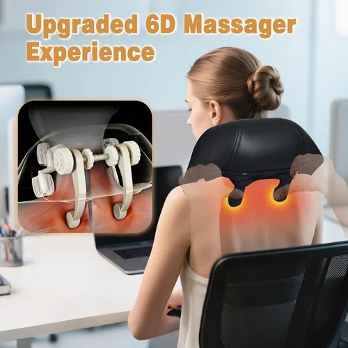 Miniatura 4 de Joyset Masajeador de Cuello y Hombros con Calor, Masajeador Shiatsu Inalámbrico para Cuello y Espalda, Alivio del Dolor de Tejido Profundo, Masaje