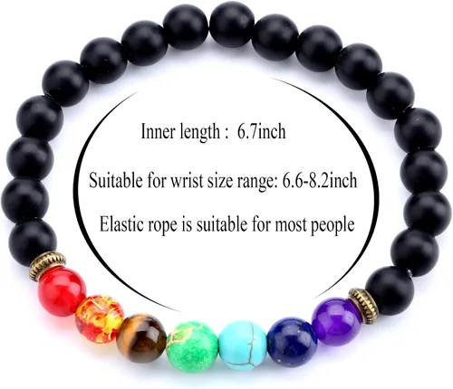 Miniatura 22 de Hamoery Pulsera de chakra de 0.315 in para hombre y mujer, 0.315 in, piedra natural, pulsera de yoga