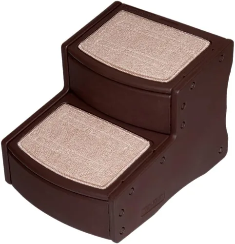 Miniatura 2 de Escalera para mascotas de 2 escalones para gatos y perros de hasta 75 libras, Chocolate