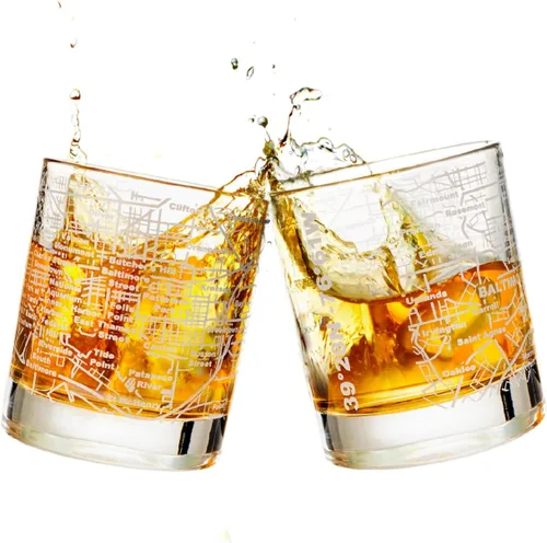 Miniatura 30 de Greenline Goods - Vasos de whisky, juego de regalo de 2 vasos de 284ml para amantes de Washington, DC, grabado con mapa de Washington, DC Vaso