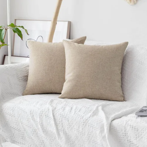Miniatura 33 de Home Brilliant - Juego de 2 fundas de almohada Euro Sham de 26 x 26 pulgadas / 66 x 66 cm., de lino suave con forro decorativo de Navidad, fundas
