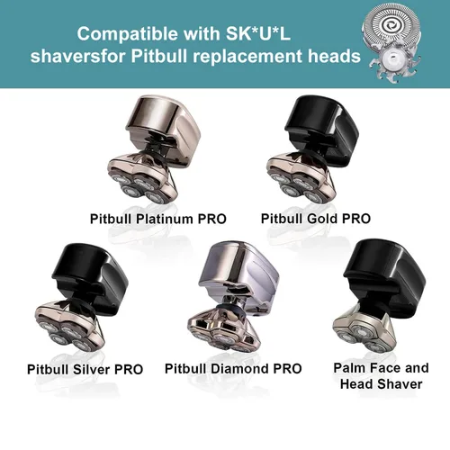 Miniatura 2 de Cuchillas de repuesto para afeitadora Skul Shaver Pitbull Gold PRO, cabezales de repuesto para afeitadora Pitbull Platinum Pro (1 juego (4 cuchillas)