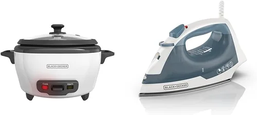 Miniatura 14 de BLACK+DECKER Olla arrocera de 3 tazas, RC503, 1.5 tazas de arroz crudo, cesta de cocción al vapor, recipiente antiadherente extraíble, un toque