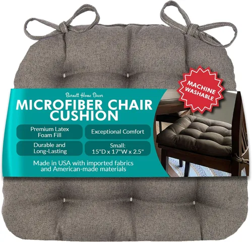 Miniatura 59 de Barnett Almohadilla para silla de comedor con lazos. Gamuza microfibra, microgamuza, reversible, relleno de espuma de látex, se puede lavar a Negro