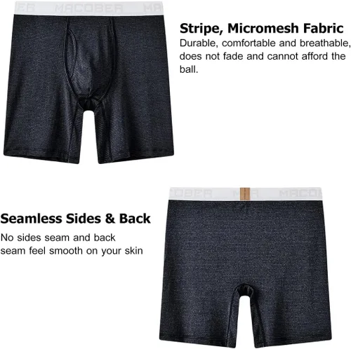 Miniatura 6 de ZONBAILON Mens Underwear Stripe Moisture-Wicking Boxer Briefs