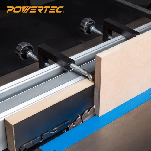 Miniatura 5 de POWERTEC Abrazaderas universales para valla para carpintería, compatibles con sierra de mesa, sierra ingletadora, mesa de prensa de taladro