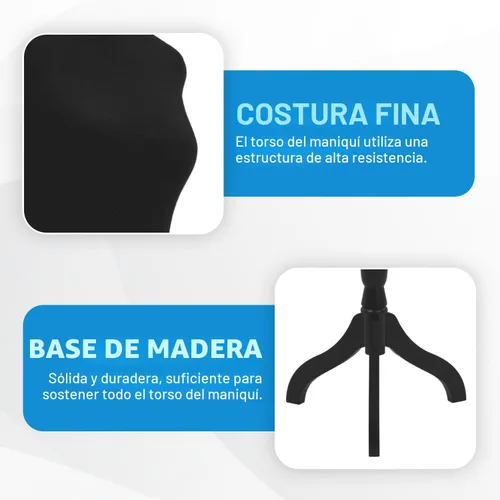 Miniatura 4 de FDW Maniquí femenino con forma de vestido de cuerpo, maniquí de costura, maniquí de torso con base de trípode, maniquí ajustable para coser ropa