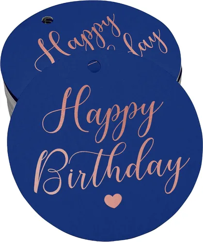 Miniatura 19 de Etiqueta de papel para colgar con texto en inglés «Happy Birthday» (50 unidades)