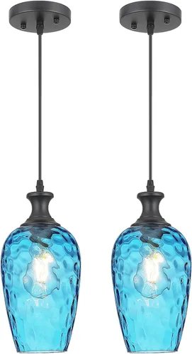 Miniatura 21 de Lámpara colgante de 3 luces, moderna lámpara de araña de níquel cepillado para comedor sobre mesa con vidrio martillado, luces colgantes de racimo