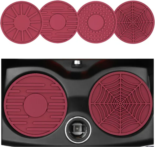 Augeny 4 paquetes de posavasos para automóvil, 2.75 pulgadas, antideslizante de silicona para inserción automática, tapetes fijos impermeables para
