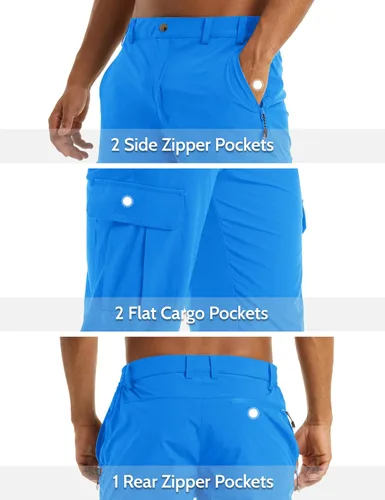 Miniatura 4 de MAGCOMSEN Pantalones cortos de entrenamiento para hombre, de secado rápido, 34, pantalones capri con bolsillos con cremallera, pantalones cortos