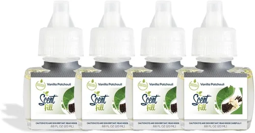 Scent Fill Ambientador enchufable de pachulí de vainilla, 4 recambios de aceite perfumado