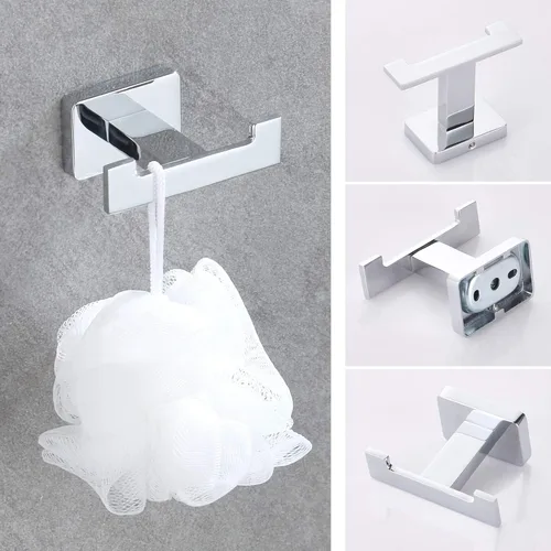 Miniatura 5 de Juego de accesorios de baño de 4 piezas, juego de toalleros de acero inoxidable cromado montado en la pared, incluye toallero de 16 pulgadas, anillo