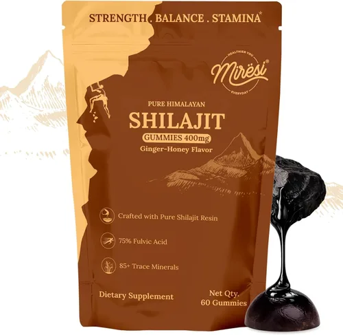 Miniatura 11 de Miresi Gomitas Shilajit - Sabor a arándanos Ricas en ácido fúlvico y más de 85 minerales traza Apoya la energía, la resistencia