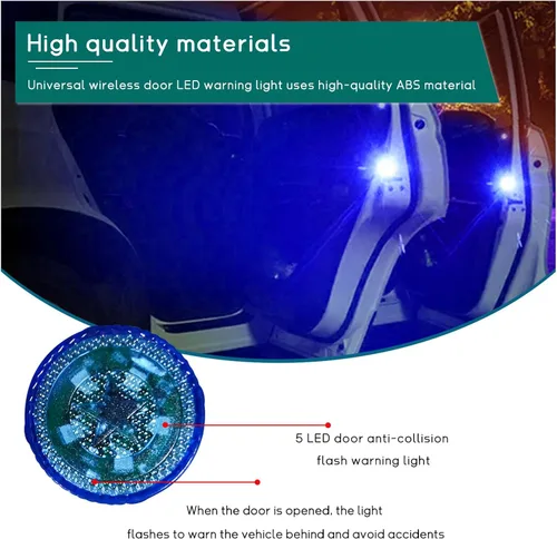 Miniatura 4 de Dickno 4 luces LED inalámbricas de advertencia para puerta de automóvil, 5 luces LED de señal de seguridad intermitentes automáticas en carretera