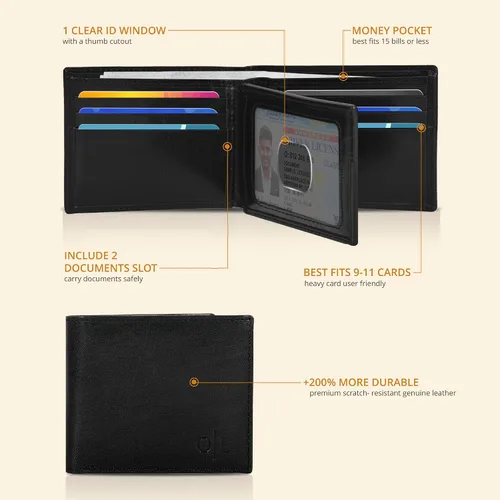 Miniatura 60 de Carteras RFID delgadas para hombres - Cartera de bolsillo frontal de piel genuina
