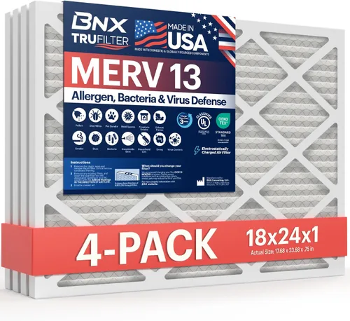 Miniatura 68 de BNX TruFilter - Filtro de aire 10 x 10 x 1 MERV 13, electrostático plisado, para aire acondicionado, HVAC y hornos, para alergias, polen, moho