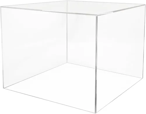 Soporte de pedestal transparente Caja alta de 12 x 12 x 9 pulgadas, muestra de arte de arreglos florales, soporte para plantas, cubo sin tapa,