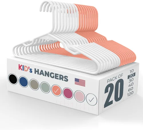 Miniatura 9 de Perchas de plástico para niños de 12 pulgadas, paquete de 10 unidades, fabricadas en los Estados Unidos, capacidad de 5 libras, perchas para ropa