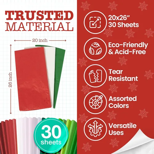 Miniatura 3 de Ocean Tides 30 hojas (20 x 26 pulgadas) de papel de regalo de Navidad, papel de seda de regalo a granel para manualidades, cumpleaños y vacaciones