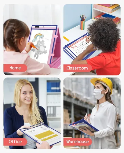 Miniatura 4 de Gamenote Bolsillos de Borrado en Seco Paquete de 30 con Anillos - Fundas de Plástico Reutilizables de Gran Tamaño Portadores de Tickets de Trabajo
