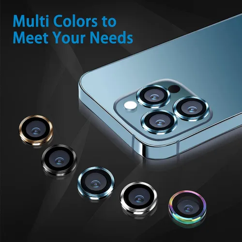 Miniatura 6 de Protector de lente de cámara compatible con iPhone 12 Pro Max, antiarañazos, vidrio templado 9H, protector de pantalla de cámara de metal, anillo a