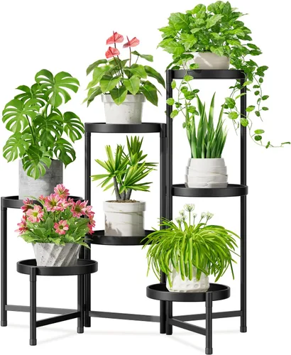 Miniatura 31 de iDavosic.ly Soporte grande para plantas de 6 niveles para interiores, 10 pulgadas de ancho de metal de esquina alta para múltiples plantas, estante