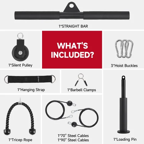 Miniatura 6 de FitBeast Sistema de Poleas para Gimnasio, Sistema de Poleas con Cable y Peso para Gimnasio LAT Pulldown, Entrenamiento de Curl de Bíceps, Equipo