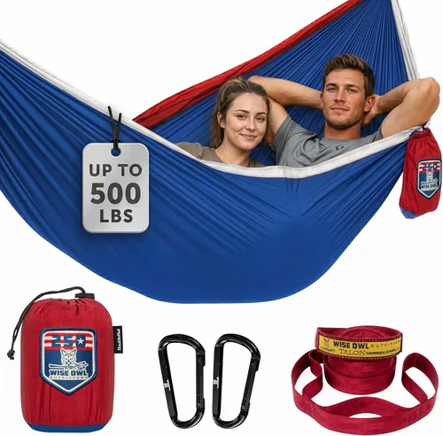 Wise Owl Outfitters Hamaca de camping – Hamaca portátil de 500 libras con correas de árbol – viajes, mochileros, senderismo, equipo de campamento al