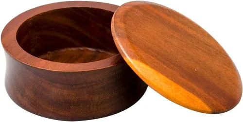 Miniatura 7 de Grandslam Tazón de madera para afeitar con tapa, jabonera para hombre, fácil de enjabonar, se adapta al afeitado húmedo (madera de roble)