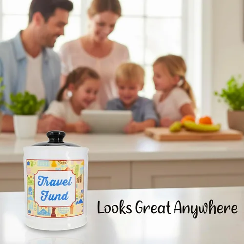 Miniatura 9 de Cottage Creek Tarros Alcancía de viaje – Tarro de dinero esencial de viaje de cerámica para mujeres, mamá, papá viaje por carretera, crucero