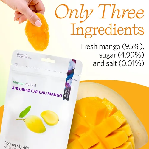 Miniatura 3 de Vinamit Rebanadas de mango seco suave Variedad de gato chu vietnamita premium Textura naturalmente dulce, masticable y húmeda Sin OMG, sin