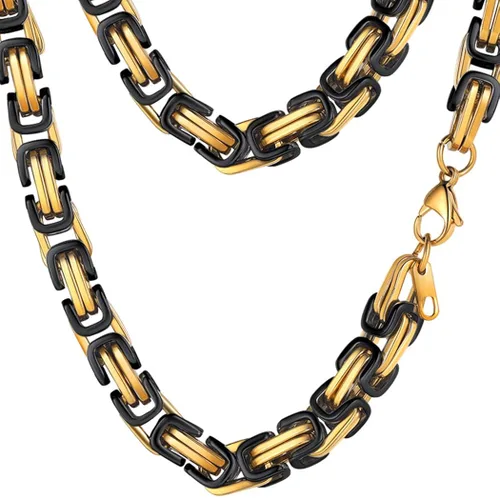 PROSTEEL Collar de acero inoxidable de 0.157in, 0.236in, 0.315in, para hombres y mujeres, elegante y fresco, cadena bizantina tono negro dorado