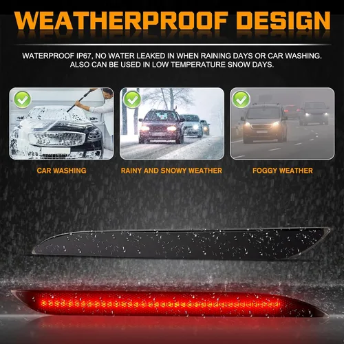 Miniatura 6 de Gempro Luces Reflectantes para Parachoques Trasero para Ford Mustang 2015-2017, Lámparas de Freno y Cola LED, Lente Ahumada, 2 Piezas Reflector